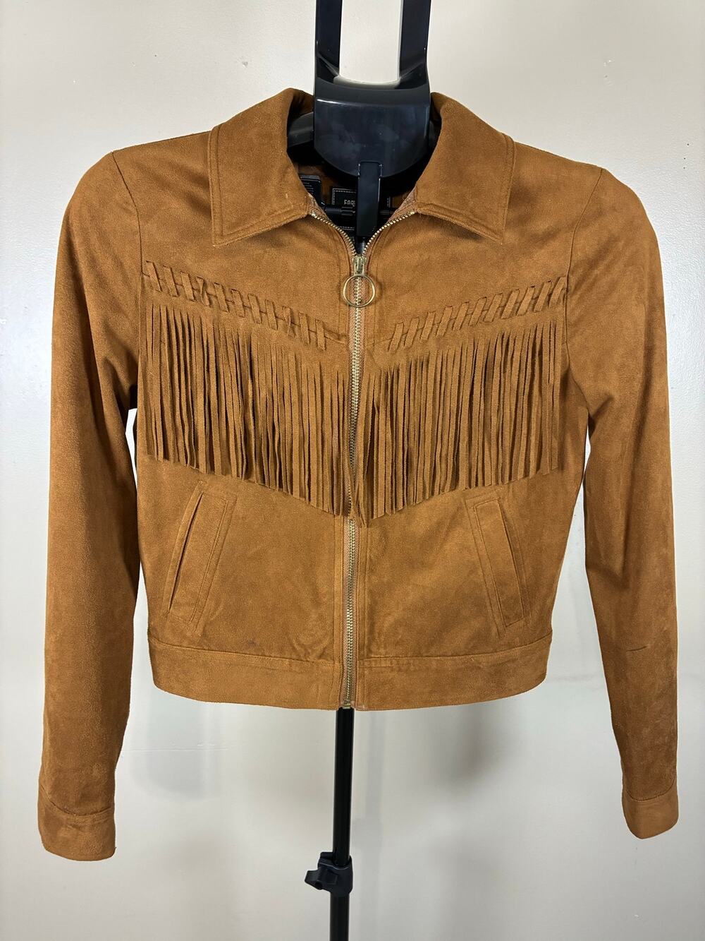 Faux Suede Fringe Western Jacket Forever 21 Camel Brown Size Small